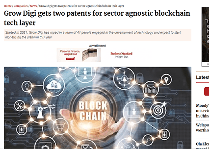 Grow Digi gets two patents for sector agnostic blockchain tech layer